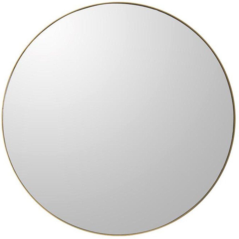 Gold Round Wood Framed Accent Mirror - 30-inch