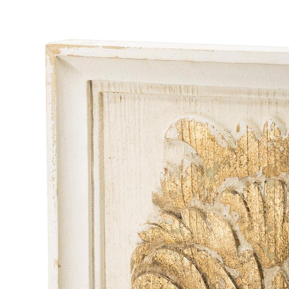 Set of Two 30 White and Gold Wood Framed Accent Mirrors