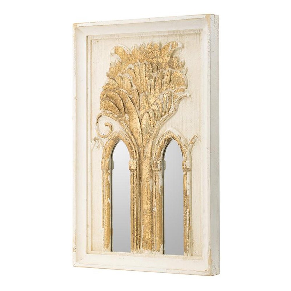 Set of Two 30 White and Gold Wood Framed Accent Mirrors