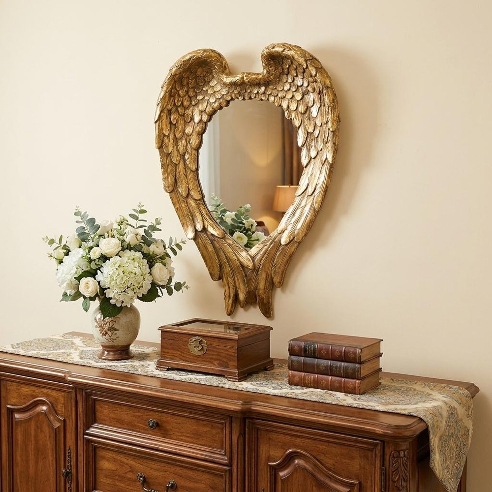 Gold Heart Resin Framed Accent Mirror - 22-inch