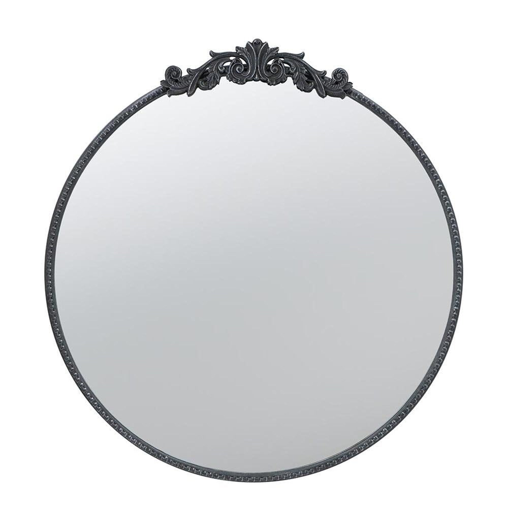 Black Crowned Top Iron Framed Accent Mirror - 32-inch