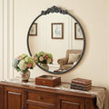Black Crowned Top Iron Framed Accent Mirror - 32-inch