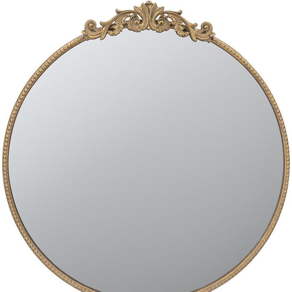 Gold Iron Crowned Top Framed Accent Mirror - 32-inch