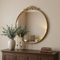 Gold Iron Crowned Top Framed Accent Mirror - 32-inch