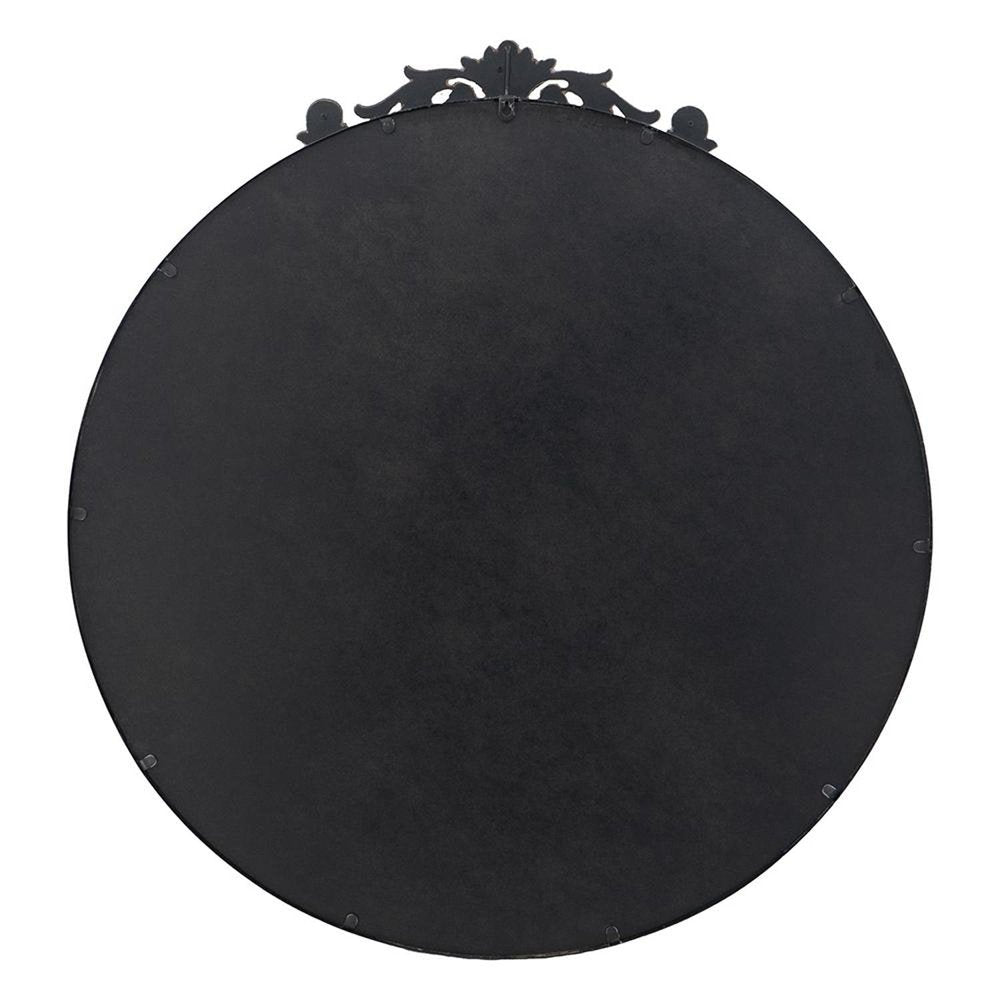 Black Crowned Top Iron Framed Accent Mirror - 39-inch