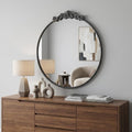 Black Crowned Top Iron Framed Accent Mirror - 39-inch