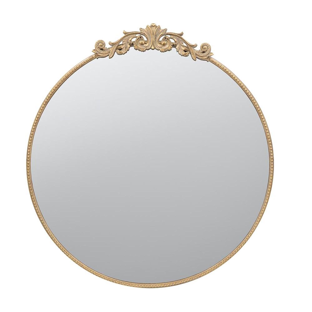 Gold Crowned Top Iron Framed Accent Mirror - 39-inch