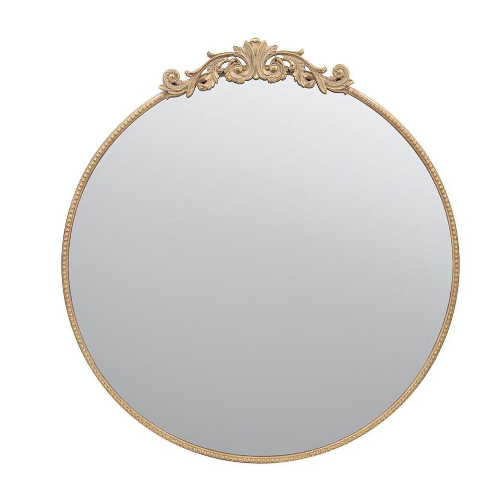 Gold Crowned Top Iron Framed Accent Mirror - 39-inch
