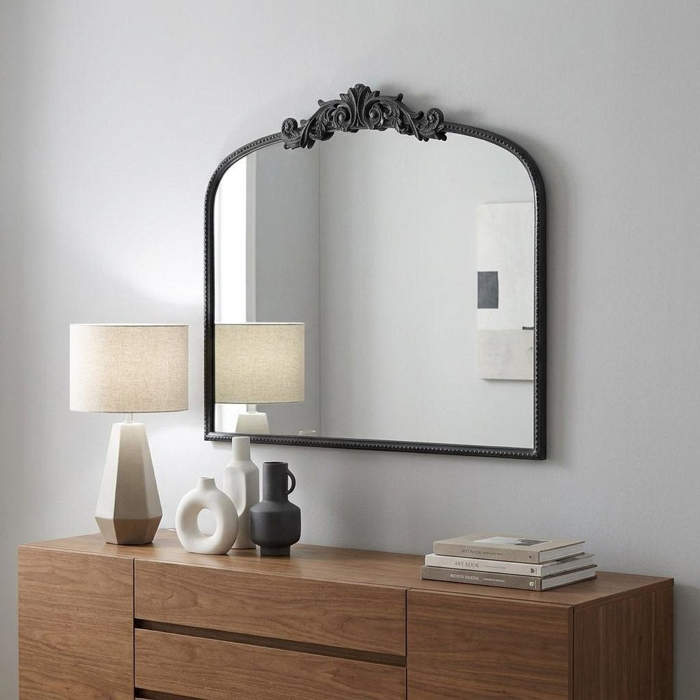 Black Arch Iron Framed Accent Mirror - 31-inch