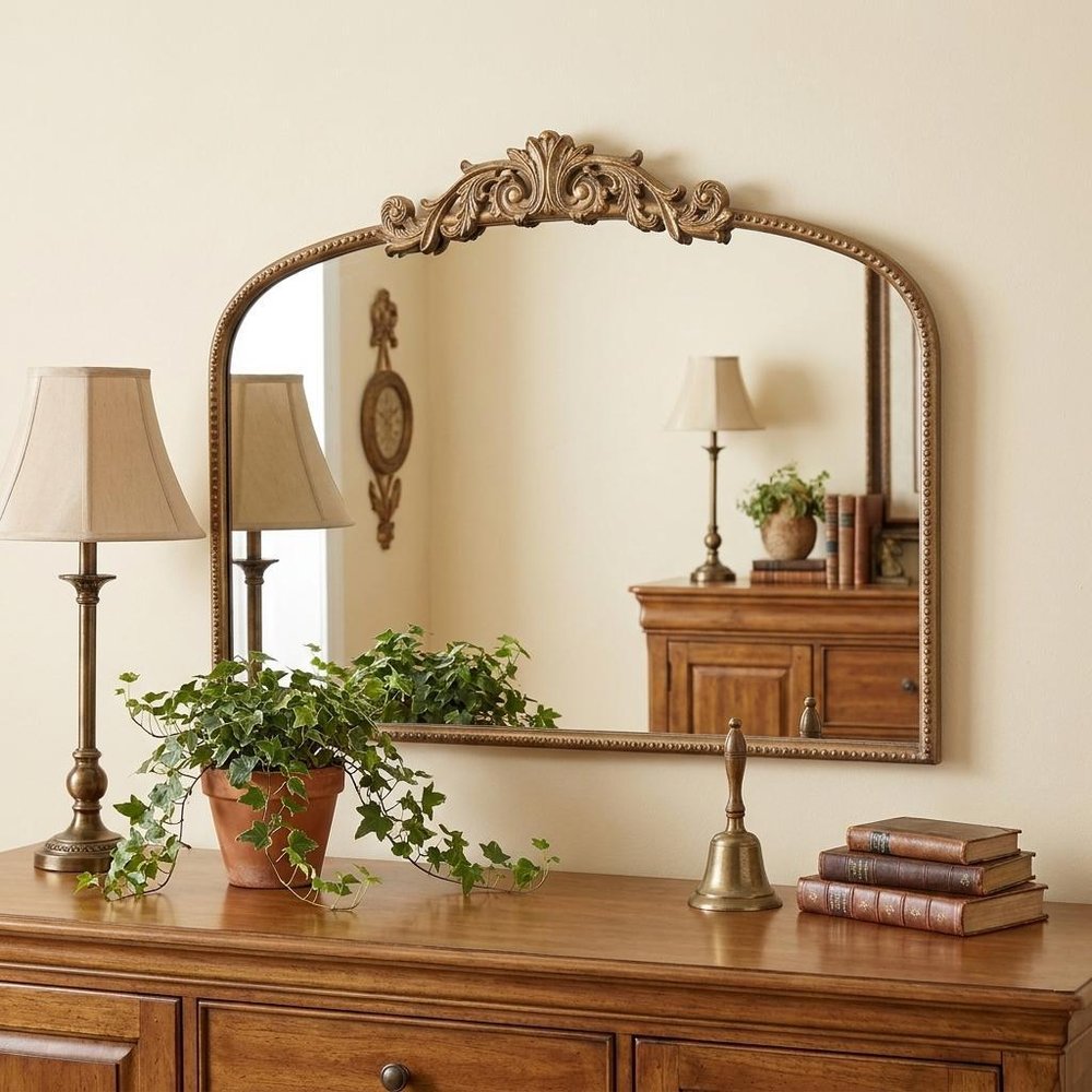 Gold Arch Iron Framed Accent Mirror - 31-inch