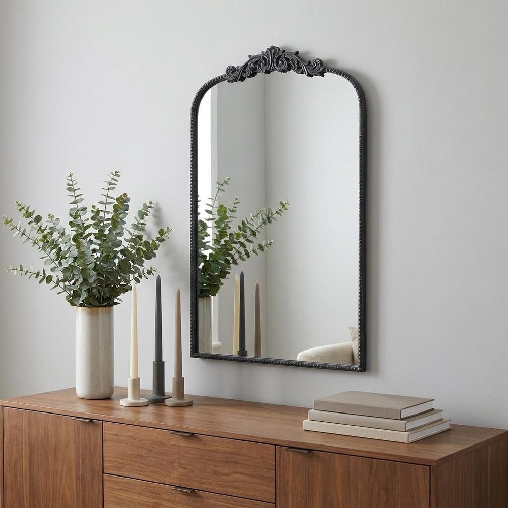 Black Arch Iron Framed Accent Mirror - 42-inch