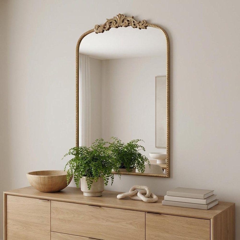 Gold Arch Iron Framed Accent Mirror - 42-inch