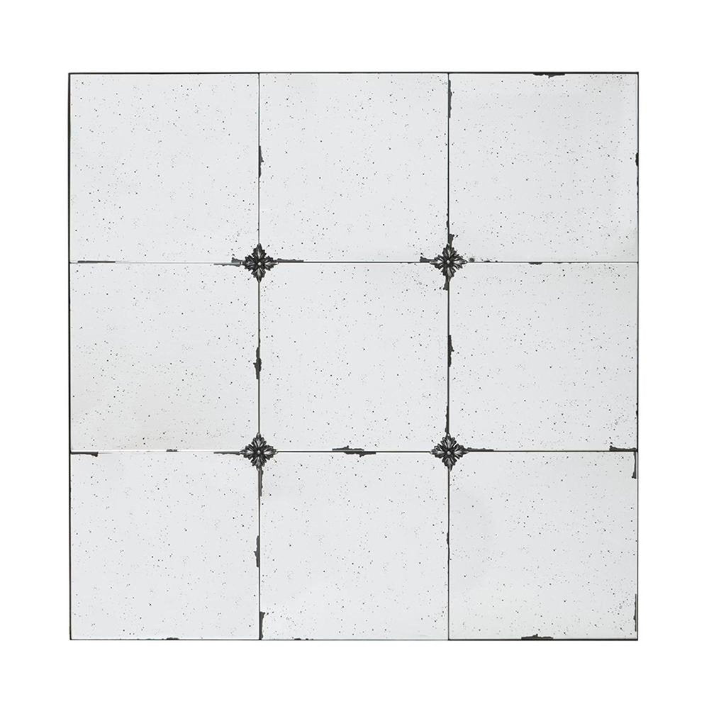 Black Square Iron Framed Antiqued Glass Accent Mirror - 36-inch