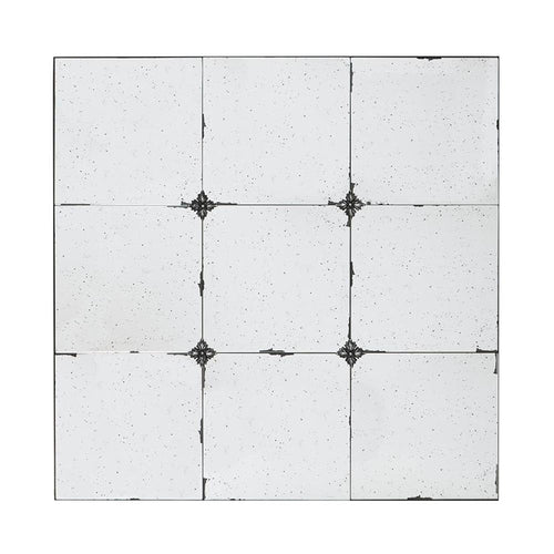 Black Square Iron Framed Antiqued Glass Accent Mirror - 36-inch