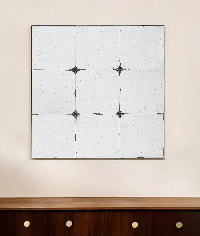 Black Square Iron Framed Antiqued Glass Accent Mirror - 36-inch
