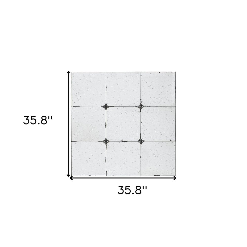 Black Square Iron Framed Antiqued Glass Accent Mirror - 36-inch