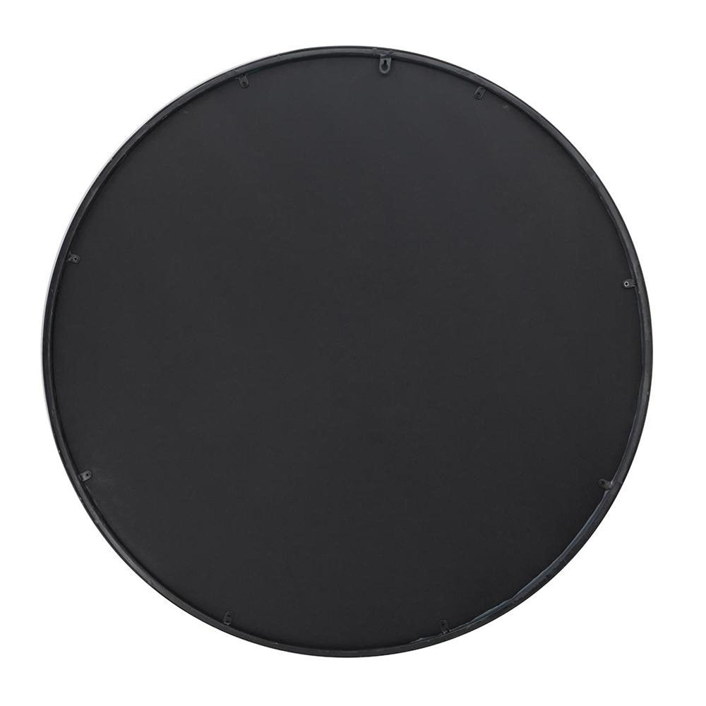 Black Round Iron Framed Antiqued Glass Accent Mirror - 36-inch