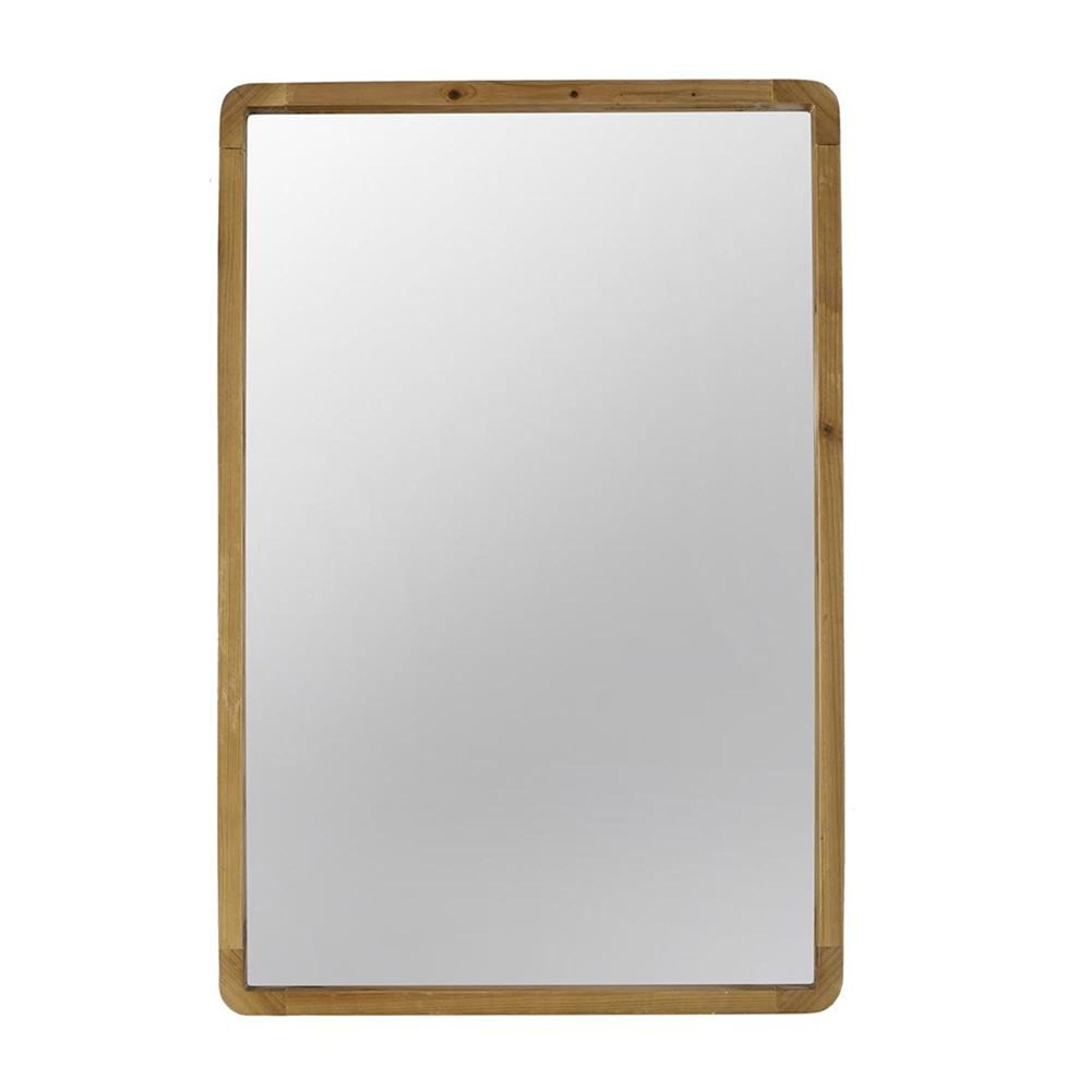 Brown Solid Wood Framed Accent Mirror - 35-inch