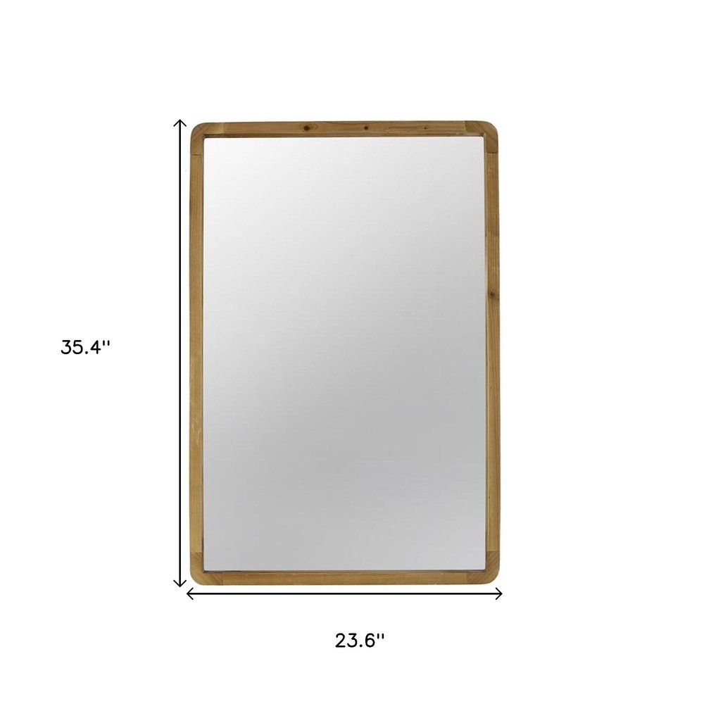 Brown Solid Wood Framed Accent Mirror - 35-inch