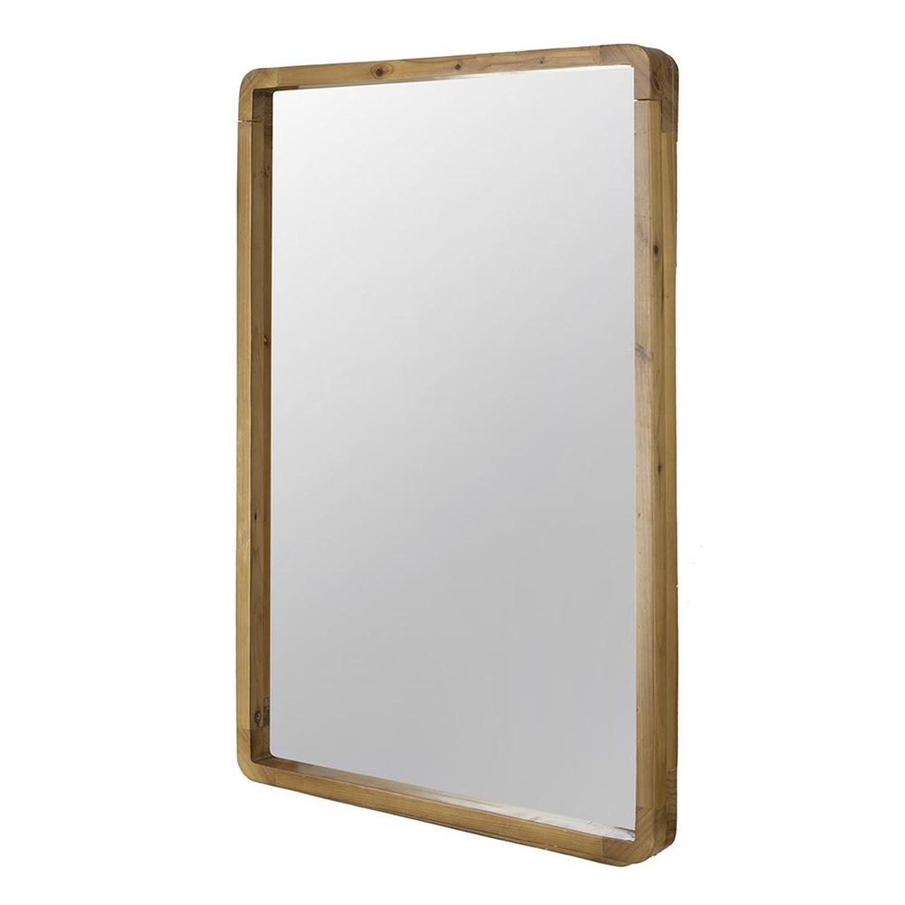 Brown Solid Wood Framed Accent Mirror - 35-inch