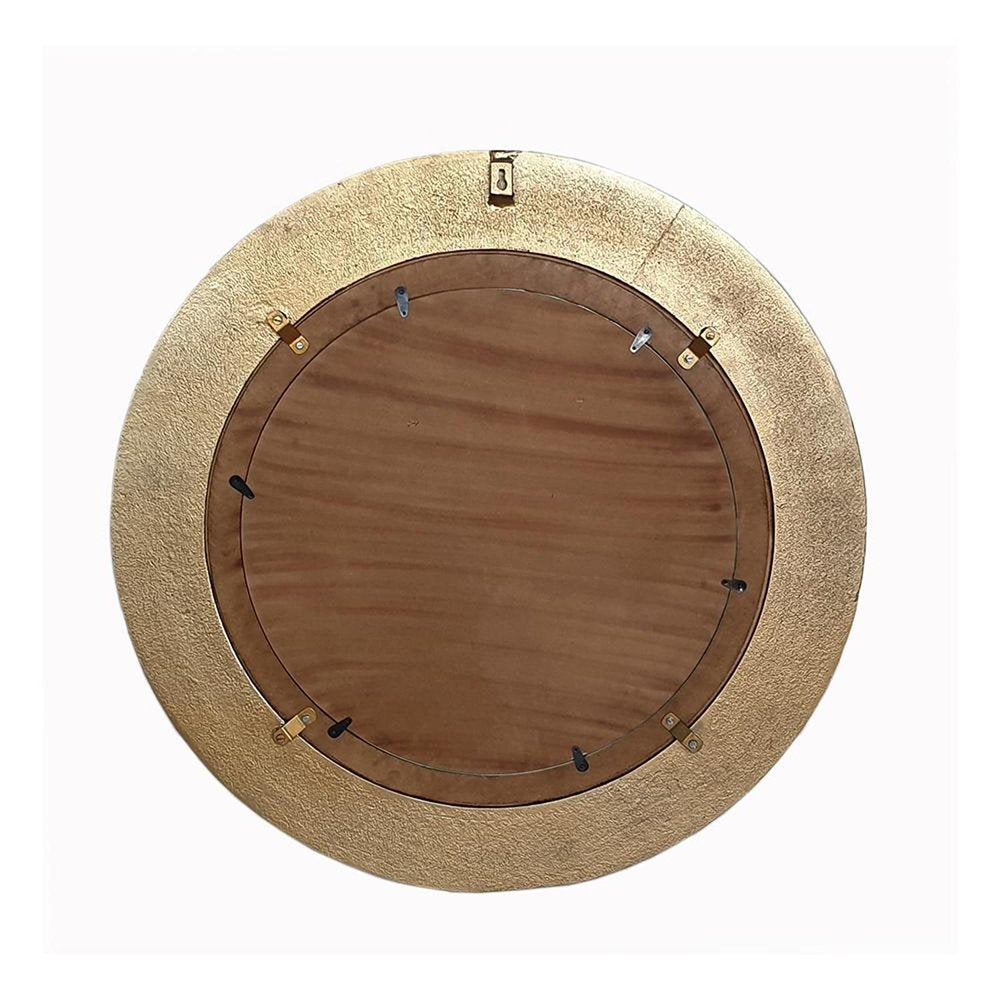 Gold and White Round Aluminum Ribbed Edge Framed Accent Mirror - 36-inch