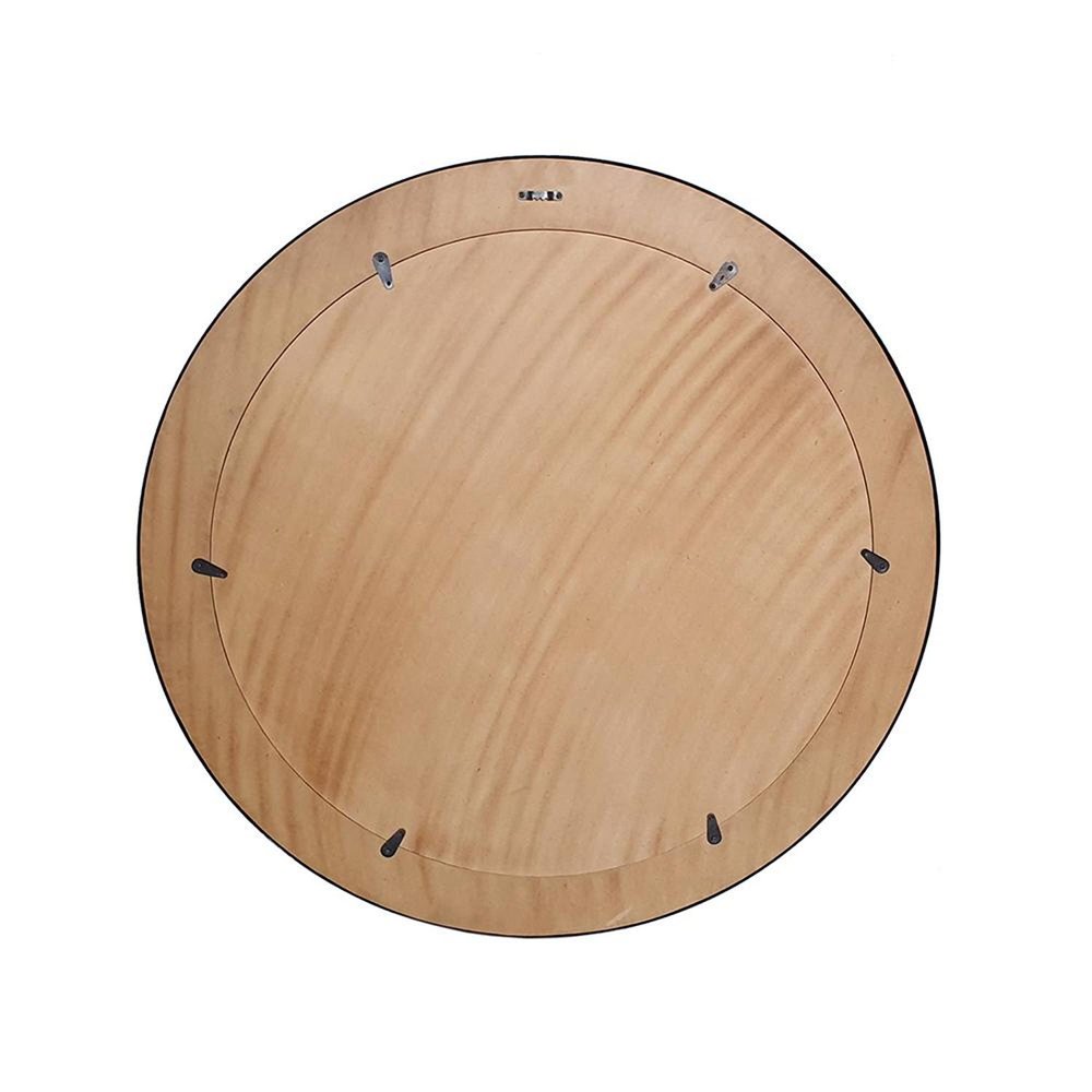 Brown and Black Faux Stone Round Framed Accent Mirror - 32-inch