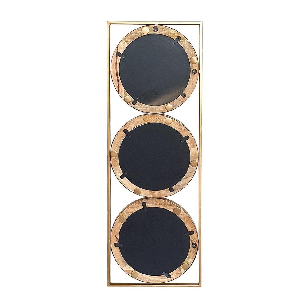 Brown and Gold Aluminum and Wood Geometric Framed Accent Mirror - 14-inch
