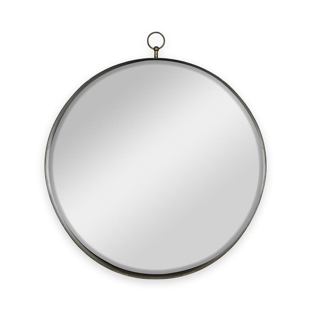 Gold Round Iron Framed Accent Mirror - 28-inch