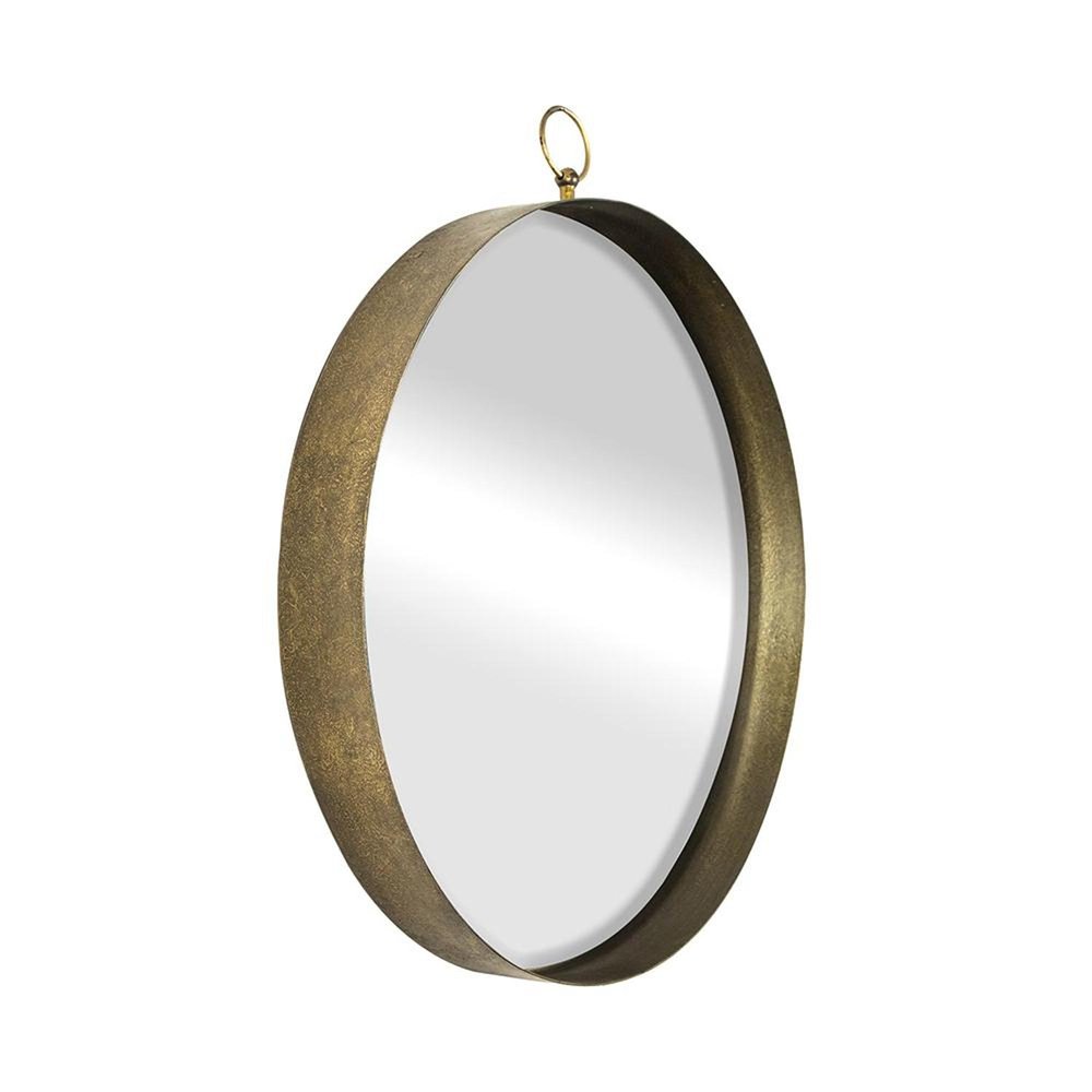 Gold Round Iron Framed Accent Mirror - 28-inch
