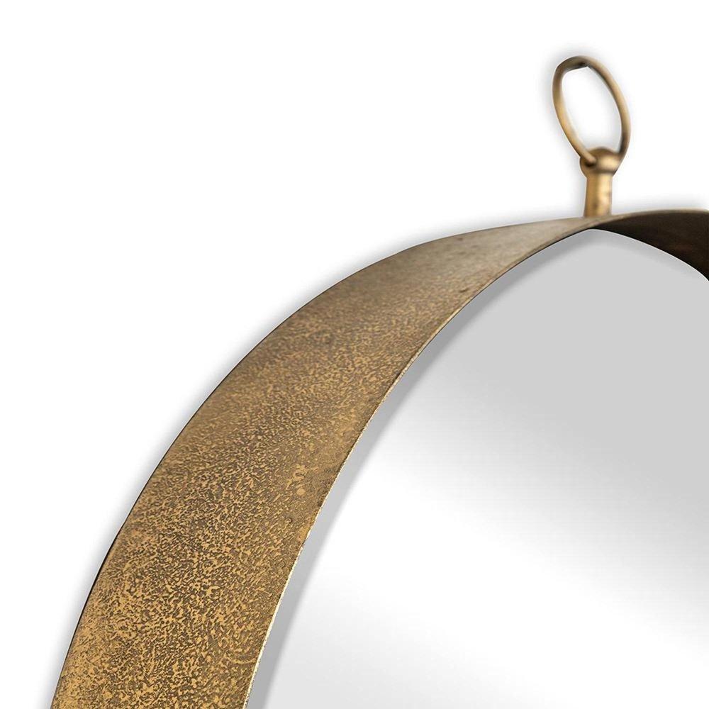 Gold Round Iron Framed Accent Mirror - 28-inch