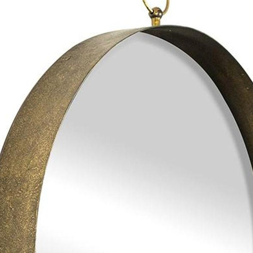 Gold Round Iron Framed Accent Mirror - 28-inch