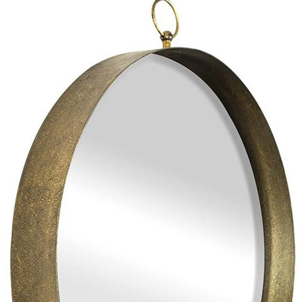 Gold Round Iron Framed Accent Mirror - 28-inch
