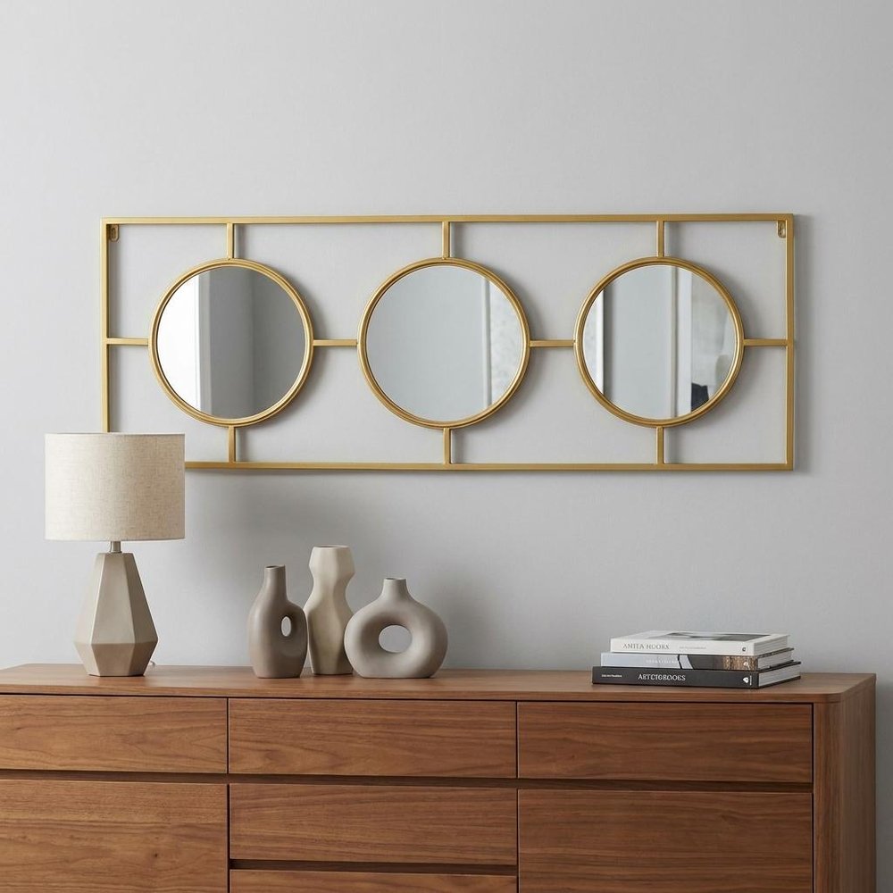 Gold Iron Framed Accent Mirror - 16-inch