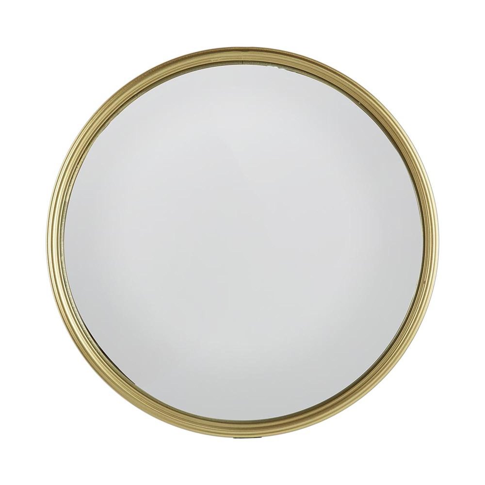 Gold Round Iron Textured Framed Accent Mirror - 15-inch