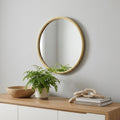 Gold Round Iron Textured Framed Accent Mirror - 15-inch