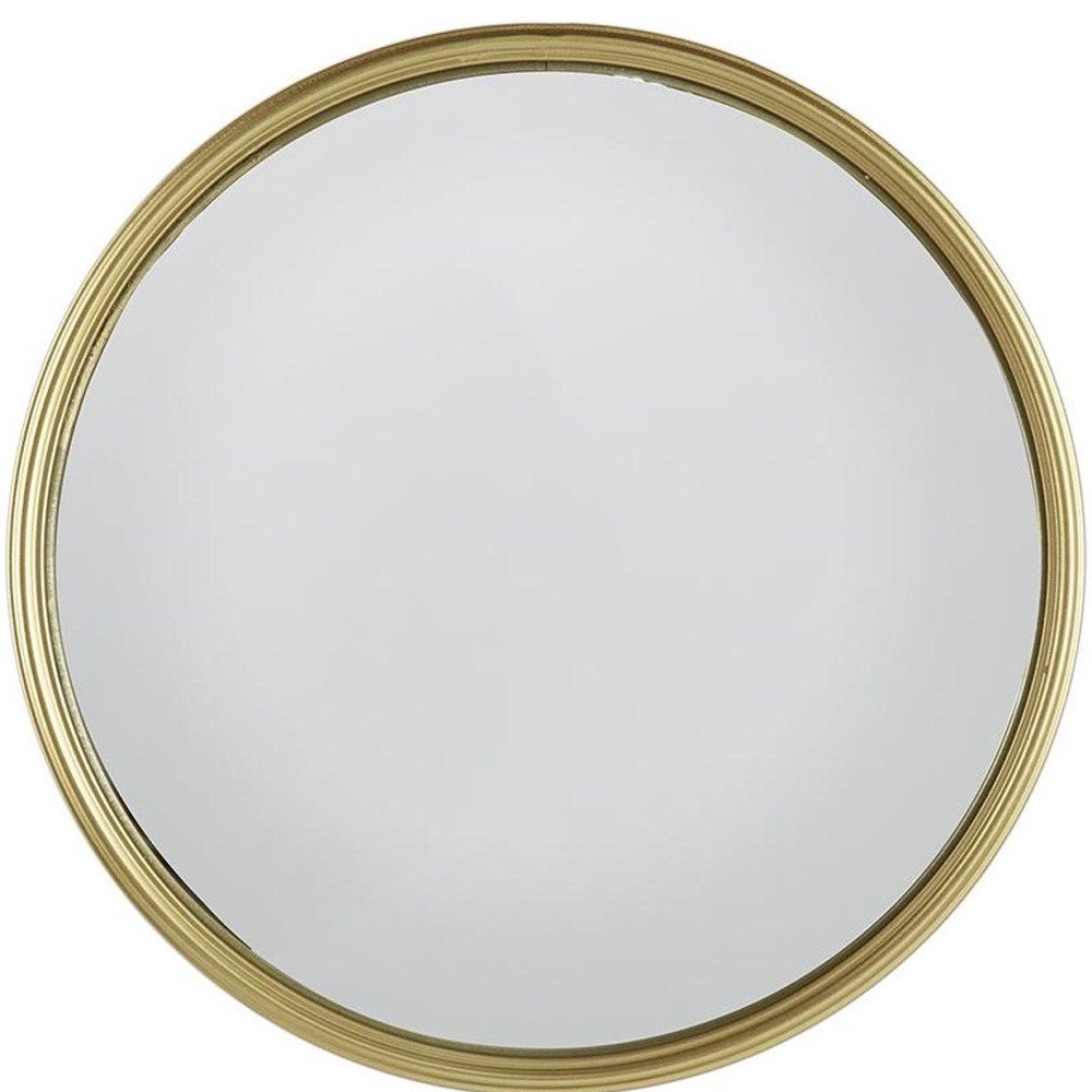 Gold Round Iron Textured Framed Accent Mirror - 15-inch