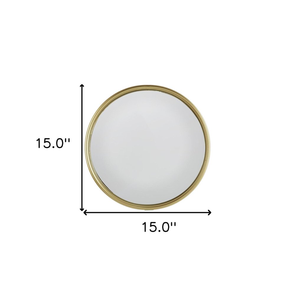 Gold Round Iron Textured Framed Accent Mirror - 15-inch