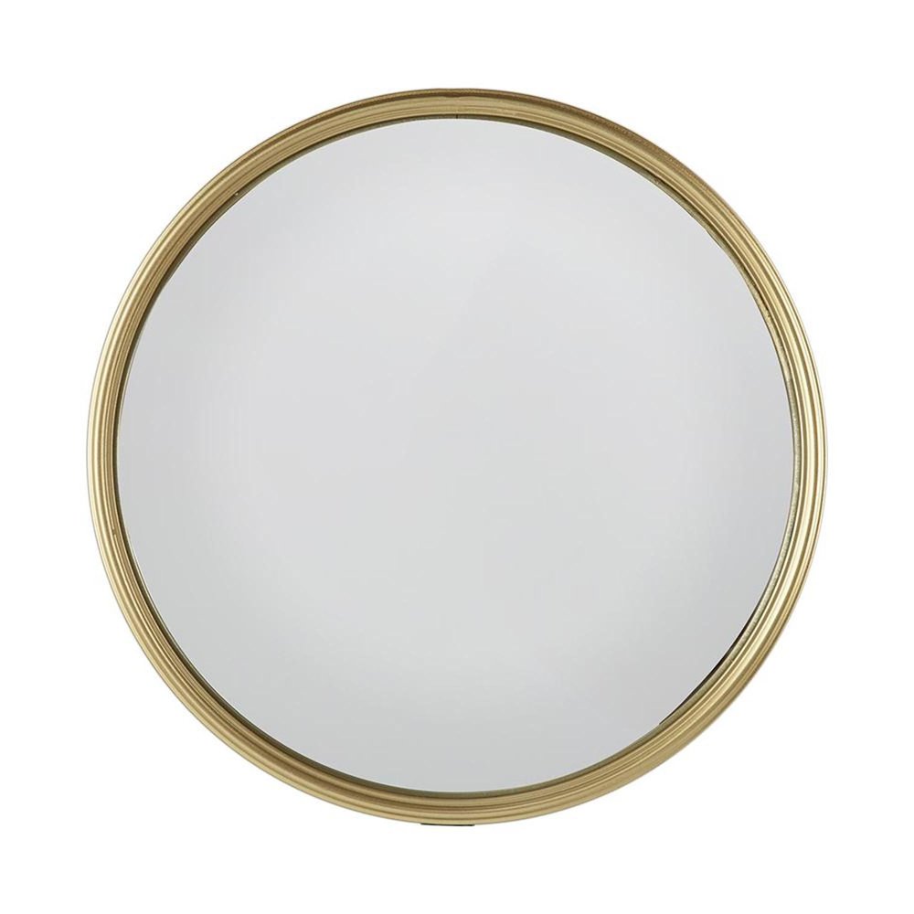 Gold Round Iron Textured Framed Accent Mirror - 10-inch