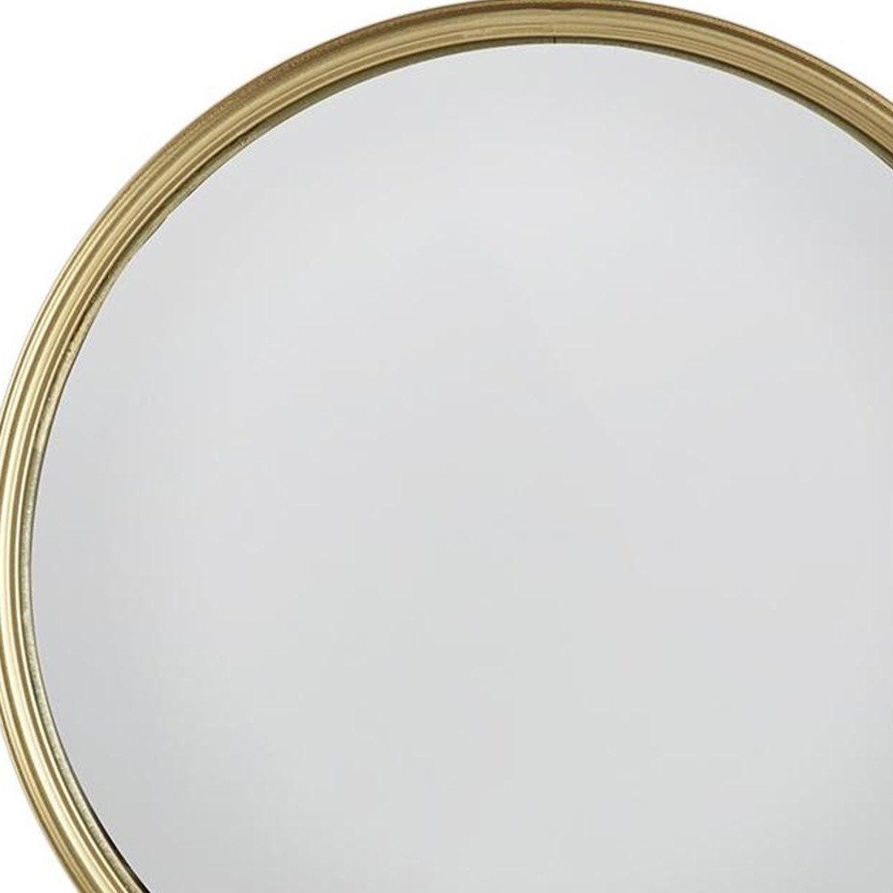 Gold Round Iron Textured Framed Accent Mirror - 10-inch