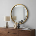 Gold Round Iron Textured Framed Accent Mirror - 10-inch
