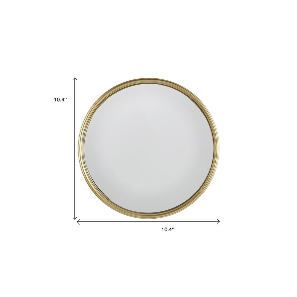 Gold Round Iron Textured Framed Accent Mirror - 10-inch