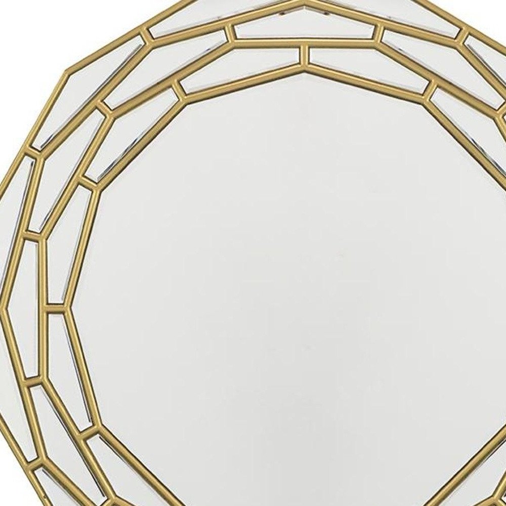 Gold Round Framed Accent Mirror - 35-inch