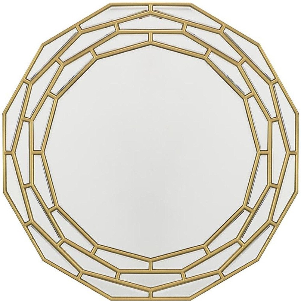 Gold Round Framed Accent Mirror - 35-inch