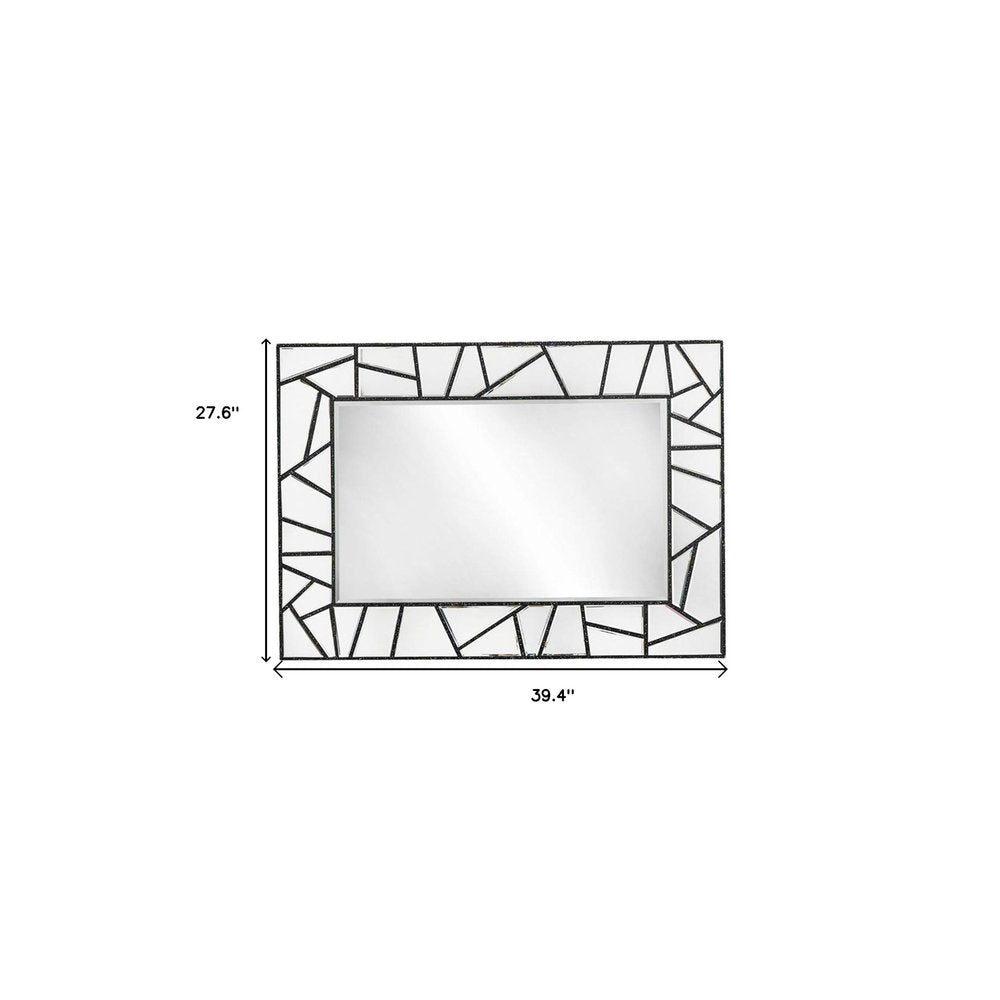 Black Metal and Glass Mosaic Framed Accent Mirror - 28-inch