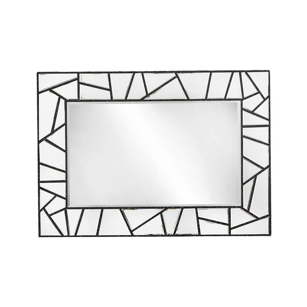 Black Metal and Glass Mosaic Framed Accent Mirror - 28-inch