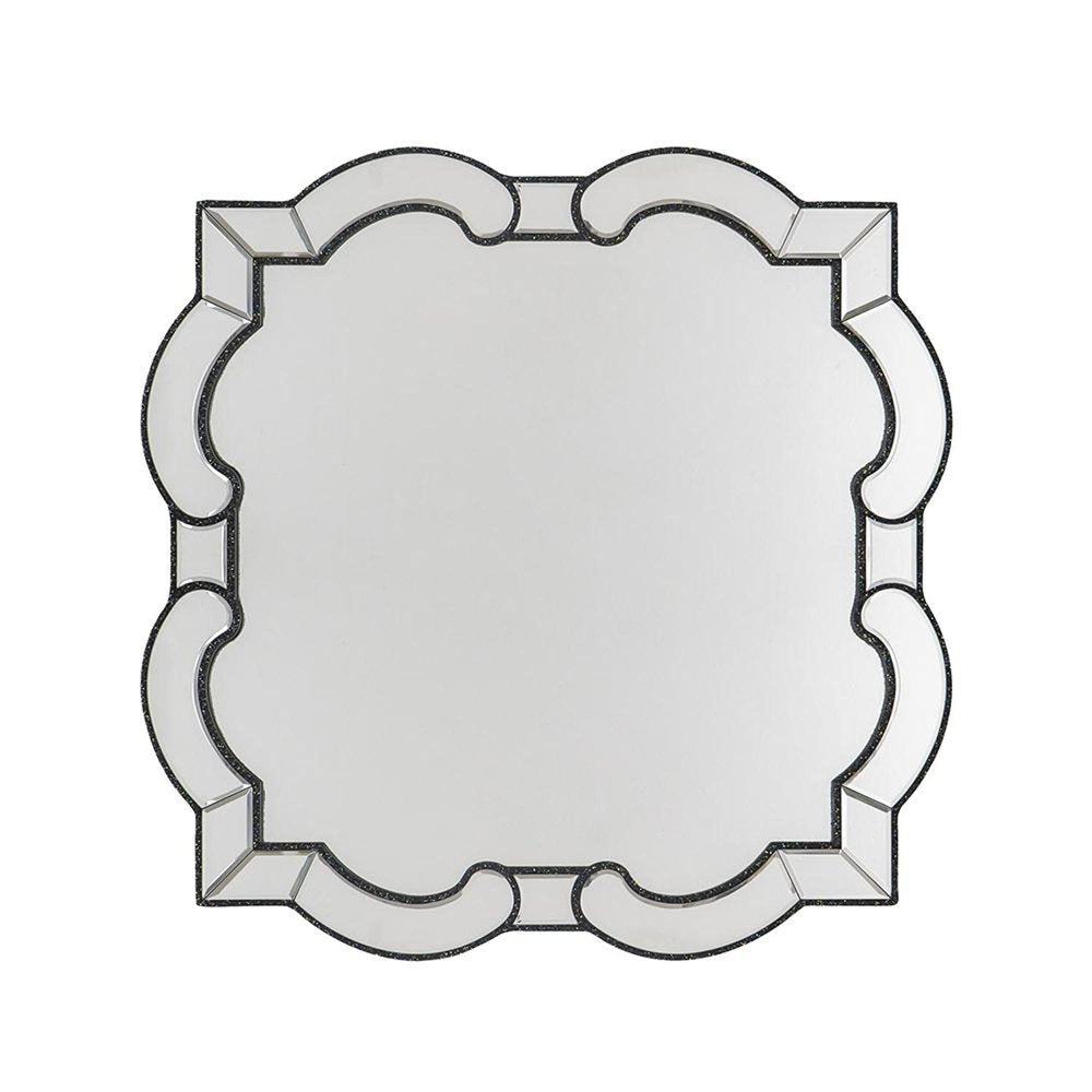Clear Scalloped Glass Framed Accent Mirror - 32-inch
