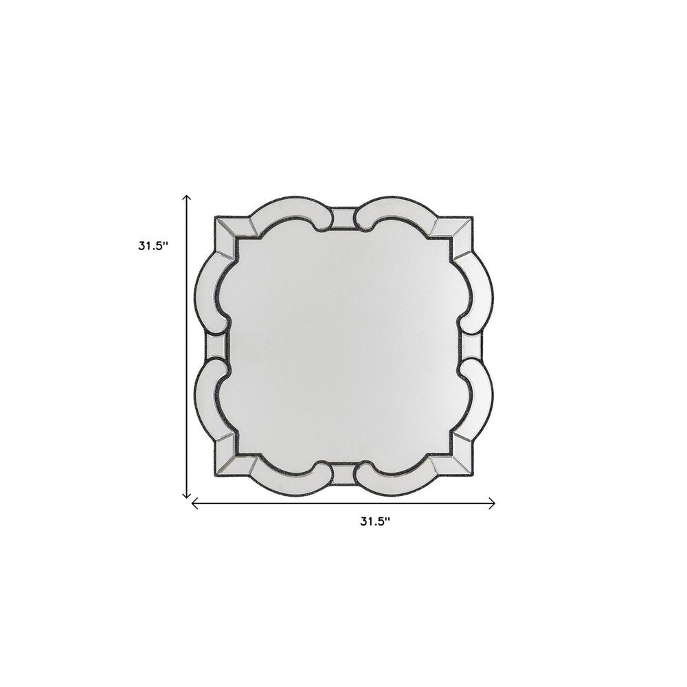 Clear Scalloped Glass Framed Accent Mirror - 32-inch