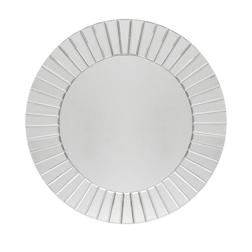 Clear Round Beveled Glass Framed Accent Mirror - 24-inch