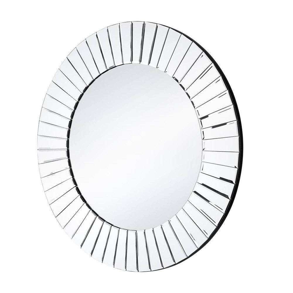 Clear Round Beveled Glass Framed Accent Mirror - 24-inch