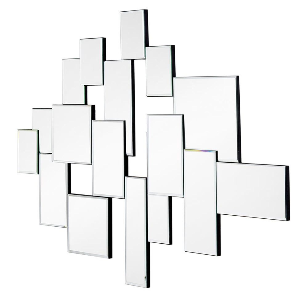 Clear Abstract Glass Contemporary Panels Unframed Accent Mirror - 30-inch